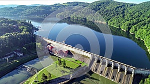 Roznow dam in Poland. Aerial video