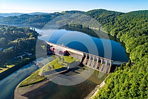 Roznow dam in Poland. Aerial view