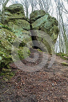 Rozstipana skala rock formation in Chriby mountains in Czech republic