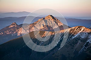 Hora Rozsutec v Západu slunce, Malá Fatra, Slovensko