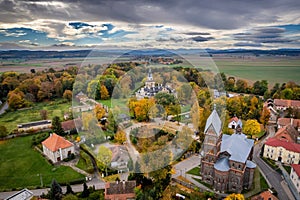 Roztoka Castle - autumn aerial photo