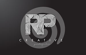 RP R P Letter Logo with Zebra Lines Texture Design Vector. photo