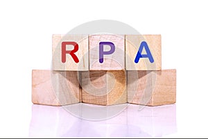 RPA, Automation of robotic processes. The inscription on the cubes
