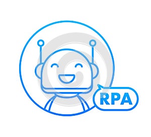 RPA Robotic process automation. Artificial intelligence, machine learning. Vector stock illustration.