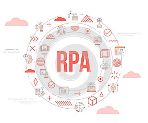 rpa robotic process automation concept with icon set template banner and circle round shape