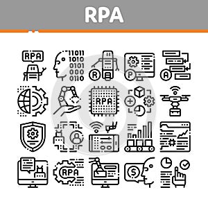 Rpa Robotic Process Automation Icons Set Vector