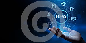 RPA Robotic process automation innovation business technology concept.