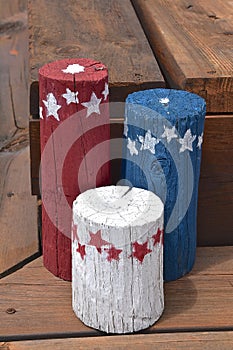 RPatriotism with red, white and blue logs