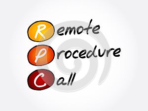 RPC - Remote Procedure Call acronym, technology concept background