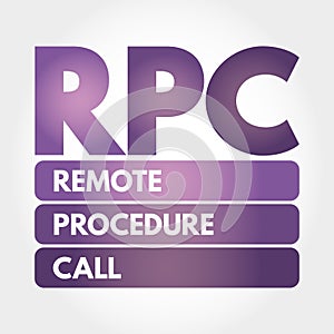 RPC - Remote Procedure Call acronym, technology concept background