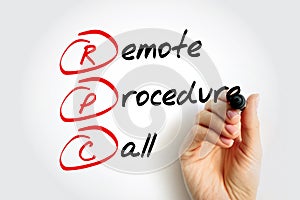 RPC - Remote Procedure Call acronym, technology concept background