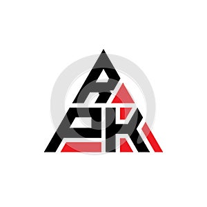 RPK triangle letter logo design with triangle shape. RPK triangle logo design monogram. RPK triangle vector logo template with red