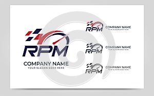 Rpm automotive logo design. Editable logo design