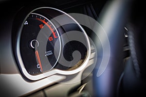 RPM or speed gauge is luxury car interior