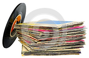 45 rpm vinyl discs stack