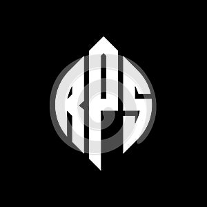 RPS circle letter logo design with circle and ellipse shape. RPS ellipse letters with typographic style. The three initials form a