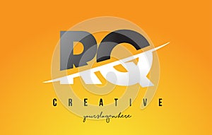 RQ R Q Letter Modern Logo Design with Yellow Background and Swoosh.