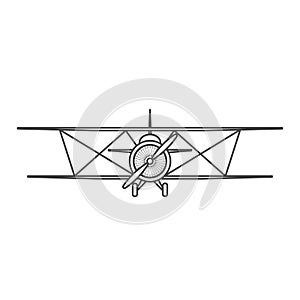 Rretro airplane illustration. Biplane.