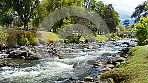 Rriver Tomebamba and public park, Cuenca, Ecuador photo