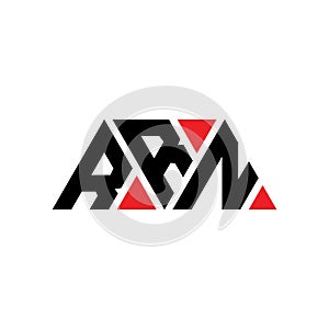 RRN triangle letter logo design with triangle shape. RRN triangle logo design monogram. RRN triangle vector logo template with red