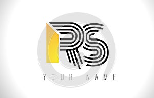 RS Black Lines Letter Logo. Creative Line Letters Vector Templat