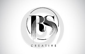 RS Brush Stroke Letter Logo Design. Black Paint Logo Leters Icon