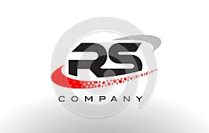 RS Modern Letter Logo Design with Red Dotted Swoosh