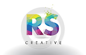RS R S Colorful Letter Origami Triangles Design Vector.