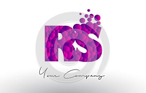 RS R S Dots Letter Logo with Purple Bubbles Texture.