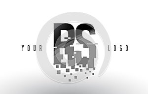 RS R S Pixel Letter Logo with Digital Shattered Black Squares