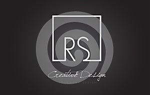 RS Square Frame Letter Logo Design with Black and White Colors.