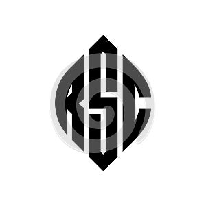 RSC circle letter logo design with circle and ellipse shape. RSC ellipse letters with typographic style. The three initials form a