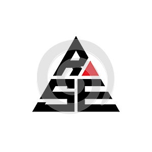 RSE triangle letter logo design with triangle shape. RSE triangle logo design monogram. RSE triangle vector logo template with red