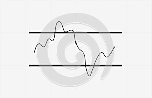 RSI indicator technical analysis. Vector stock and cryptocurrency exchange graph, forex analytics and trading market chart icon
