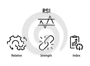 RSI - Relative Strength Index concept,  line color vector illustration