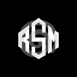RSM letter logo design with polygon shape. RSM polygon and cube shape logo design. RSM hexagon vector logo template white and