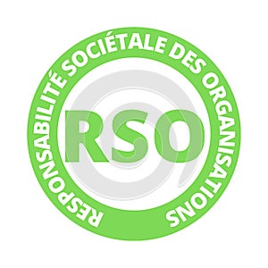 RSO social responsibility of organizations symbol icon in French language