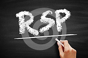 RSP Retail Selling Price - the final price that a good is sold to customers for, acronym text on blackboard