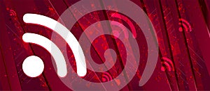 RSS Feed icon Abstract design bright red banner background