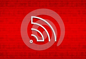 RSS Feed icon abstract digital screen red background illustration