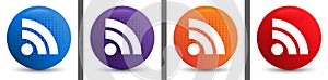 RSS Feed icon abstract halftone round button set