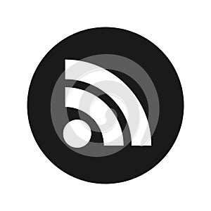 RSS Feed icon flat black round button vector illustration