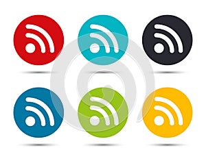 RSS Feed icon flat round button set illustration design