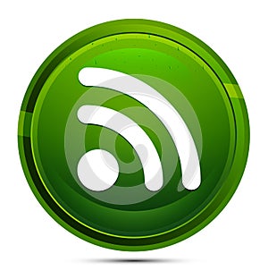 RSS Feed icon glassy green round button illustration