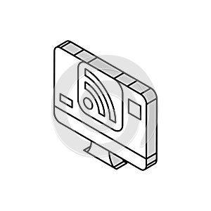 rss feed news media isometric icon vector illustration