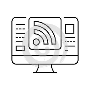 rss feed news media line icon vector illustration