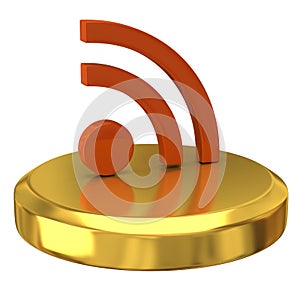 Rss icon on gold podium photo