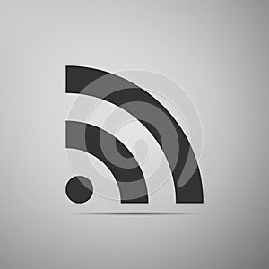 RSS icon isolated on grey background. Radio signal. RSS feed symbol. Flat design