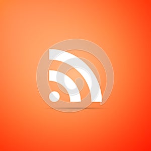 RSS icon isolated on orange background. Radio signal. RSS feed symbol