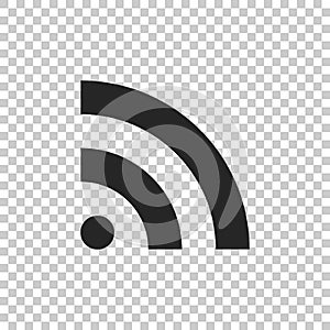 RSS icon isolated on transparent background. Radio signal. RSS feed symbol. Flat design. Vector